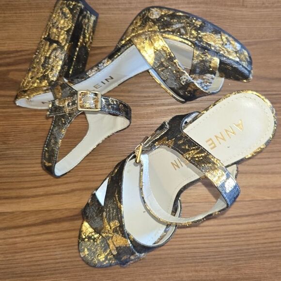 Anne Klein Shoes - Anne Klein Gold Lalima  Rose Brocade Sandals